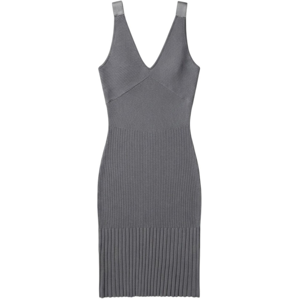 Club Monaco Womens Grey Ribbed Knit Stretch Sleeveless Dress XS MSRP 229 NEW